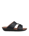 Tod's Man Sandals Midnight Blue Size 9 Leather In Black