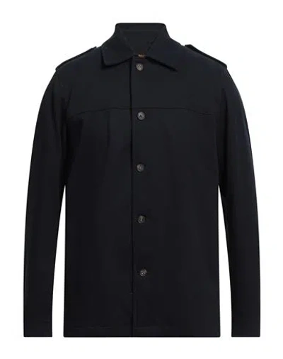 Tod's Man Shirt Midnight Blue Size 42 Cotton, Cashmere, Elastane In Black