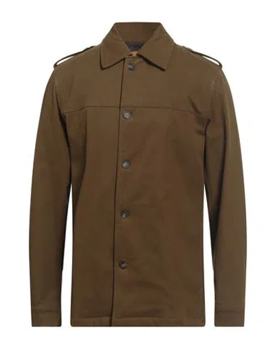 Tod's Man Shirt Military Green Size Xl Cotton, Cashmere, Elastane In Brown