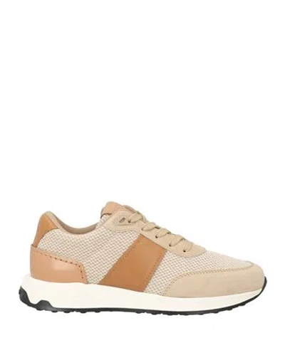 Tod's Man Sneakers Beige Size 9 Leather, Textile Fibers