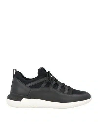 Tod's Man Sneakers Black Size 8.5 Leather, Textile Fibers