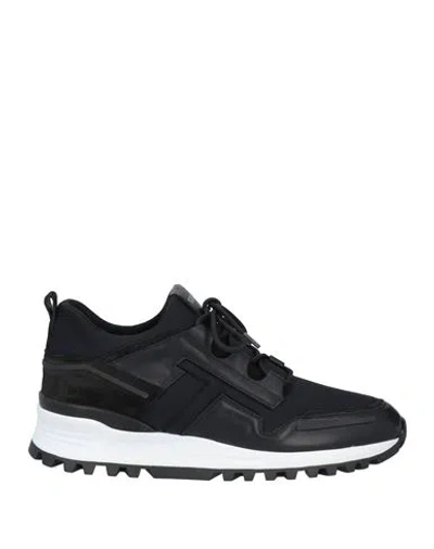 Tod's Man Sneakers Black Size 9 Leather, Textile Fibers