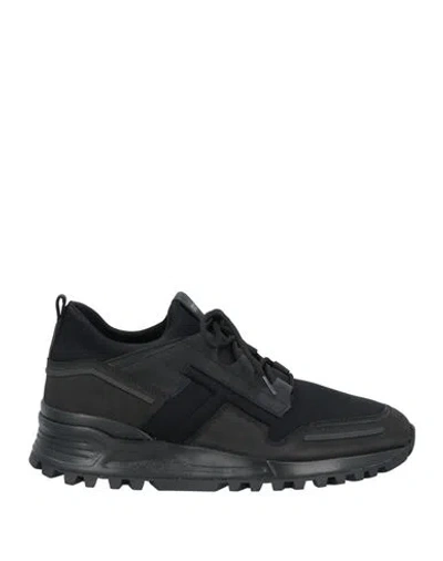 Tod's Man Sneakers Black Size 9 Soft Leather, Textile Fibers