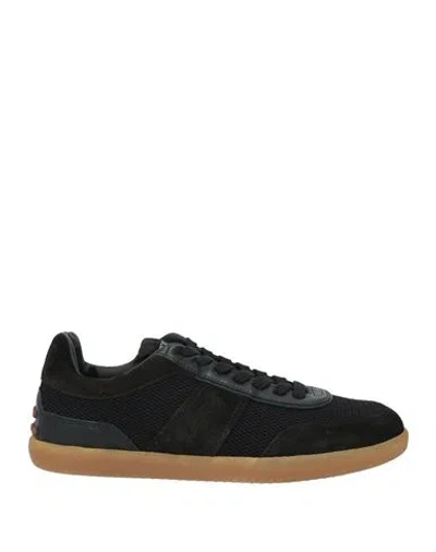 Tod's Man Sneakers Black Size 7.5 Textile Fibers, Leather