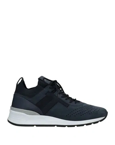 Tod's Man Sneakers Blue Size 9 Leather, Elastic Fibres