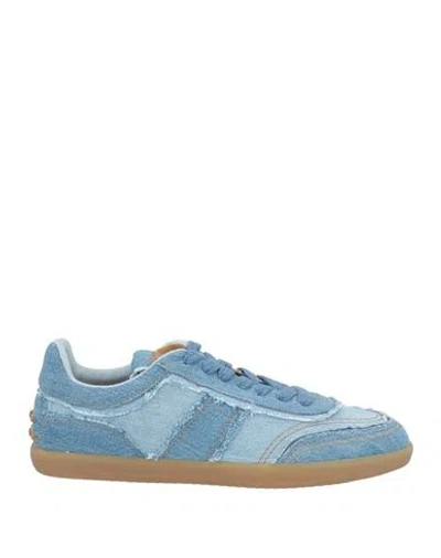 Tod's Denim Panelled Trainers In Blue