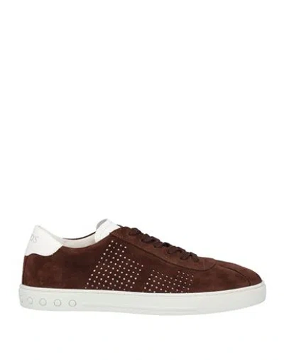 Tod's Man Sneakers Brown Size 8.5 Leather