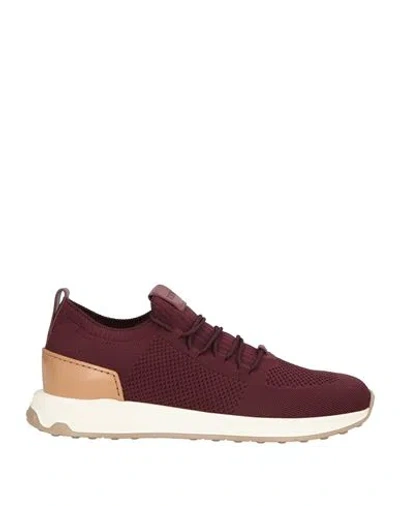 Tod's Man Sneakers Burgundy Size 7.5 Textile Fibers In Animal Print