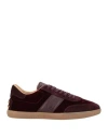 Tod's Man Sneakers Burgundy Size 9 Leather, Textile Fibers In Animal Print