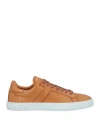 Tod's Man Sneakers Camel Size 9 Leather In Beige