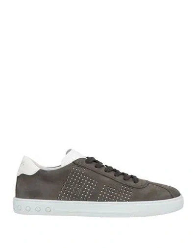 Tod's Man Sneakers Charcoal Size 9 Leather In Gray