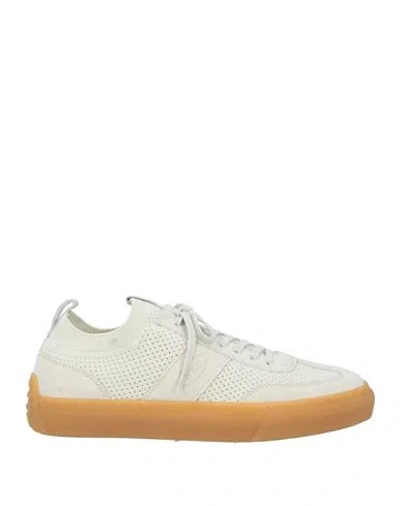 Tod's Man Sneakers Cream Size 12 Leather In White