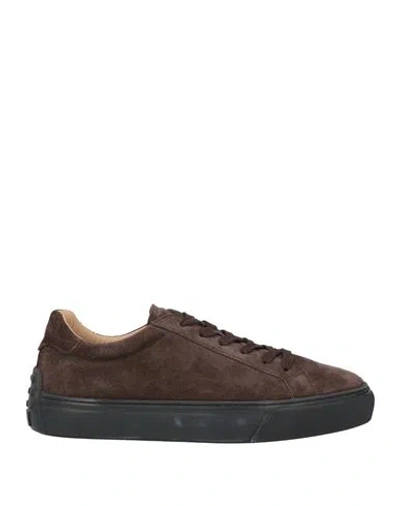 Tod's Man Sneakers Dark Brown Size 7.5 Leather