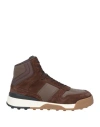 Tod's Man Sneakers Dark Brown Size 8.5 Leather, Textile Fibers In Brown