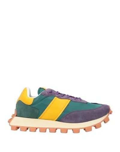 Tod's Man Sneakers Dark Green Size 8 Leather, Textile Fibers