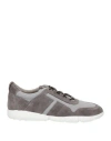 Tod's Man Sneakers Grey Size 7 Leather, Textile Fibers In Grey