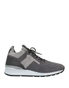 Tod's Man Sneakers Grey Size 8 Leather, Elastic Fibres