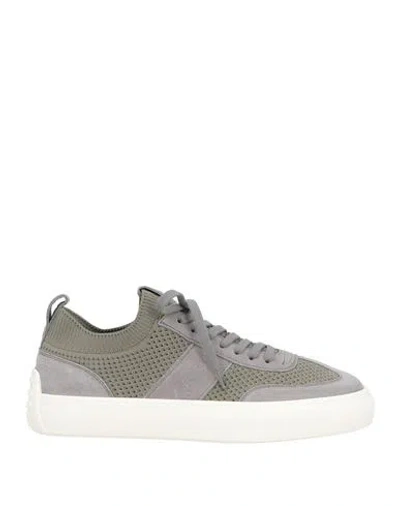Tod's Man Sneakers Grey Size 8 Leather, Textile Fibers In Gray