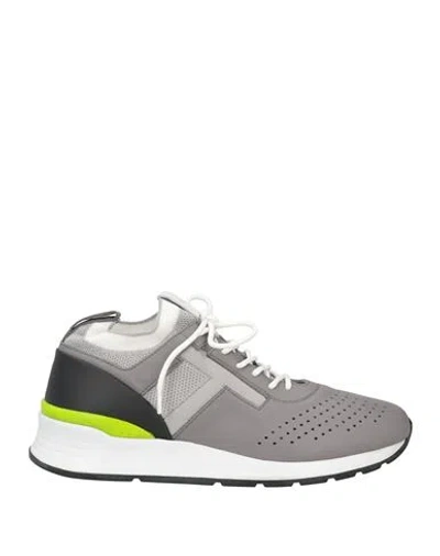 Tod's Man Sneakers Grey Size 8 Soft Leather, Textile Fibers