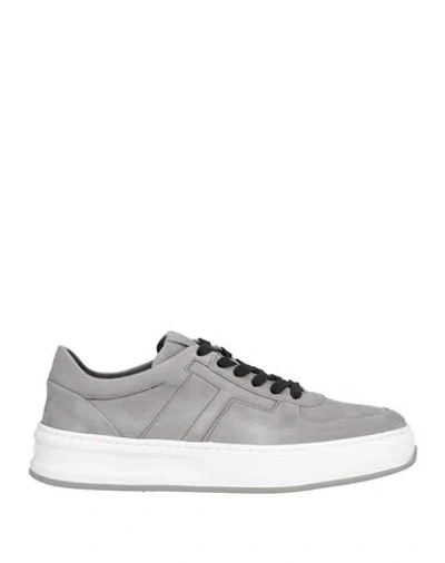 Tod's Man Sneakers Grey Size 9 Leather In Gray