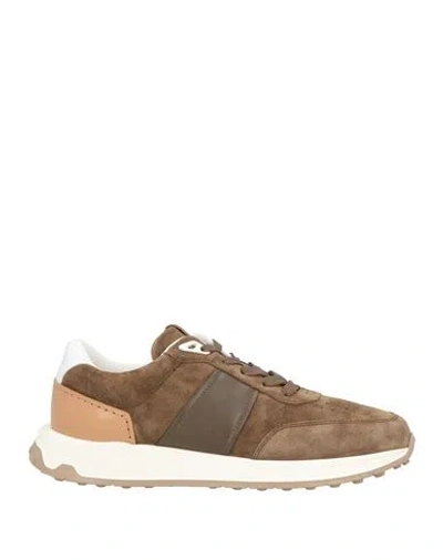 Tod's Man Sneakers Khaki Size 7.5 Leather In Brown