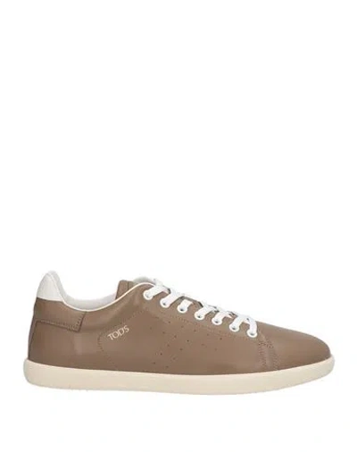 Tod's Man Sneakers Khaki Size 9 Leather In Beige