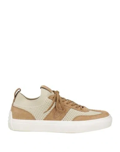 Tod's Man Sneakers Khaki Size 9 Textile Fibers, Leather In Beige