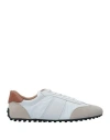 Tod's Man Sneakers Light Grey Size 6.5 Soft Leather, Textile Fibers In Grey