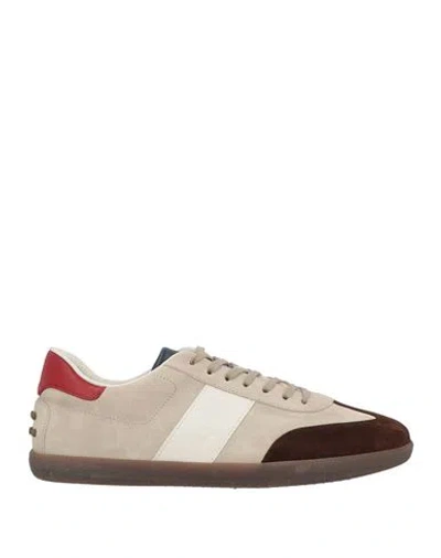Tod's Man Sneakers Light Grey Size 8.5 Leather In Animal Print