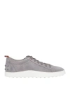 Tod's Allacciata Cassetta Leather Sneakers In Grey