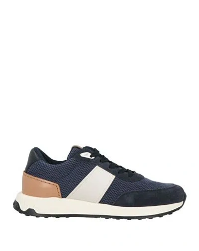 Tod's Man Sneakers Midnight Blue Size 11.5 Leather, Textile Fibers