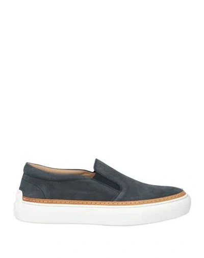 Tod's Man Sneakers Midnight Blue Size 7.5 Leather In Blue