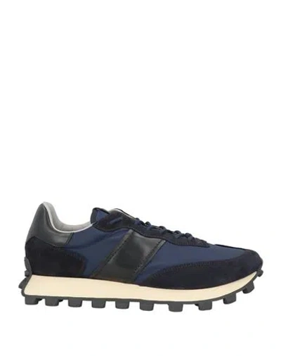 Tod's Man Sneakers Midnight Blue Size 9 Leather, Textile Fibers