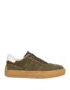 Tod's Man Sneakers Military Green Size 9 Leather In Green