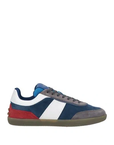 Tod's Man Sneakers Navy Size 7 Leather In Navy Blue