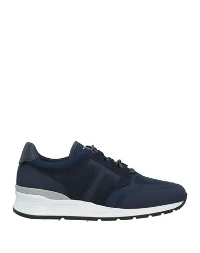 Tod's Man Sneakers Navy Size 9 Leather, Textile Fibers In Navy Blue