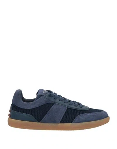 Tod's Man Sneakers Navy Blue Size 9 Textile Fibers, Leather