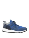 Tod's Man Sneakers Navy Size 6 Textile Fibers, Leather In Navy Blue