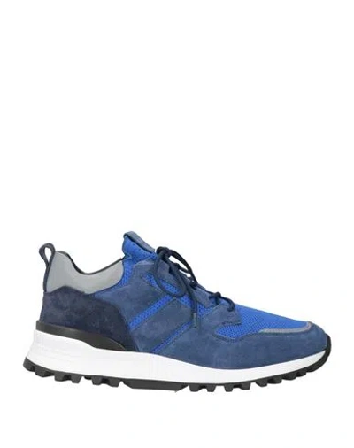 Tod's Man Sneakers Navy Size 6 Textile Fibers, Leather In Navy Blue