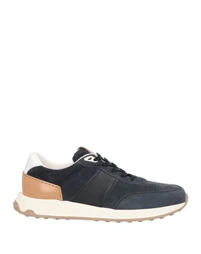 Tod's Man Sneakers Navy Size 7 Leather In Blue