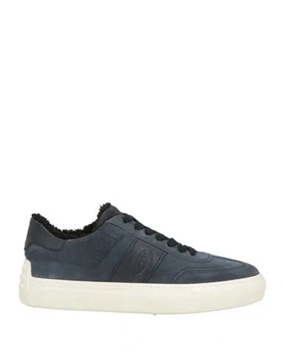 Tod's Man Sneakers Navy Size 8 Leather In Animal Print