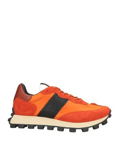 Tod's Man Sneakers Orange Size 9 Leather, Textile Fibers