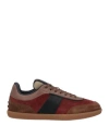Tod's Man Sneakers Rust Size 8.5 Leather In Red
