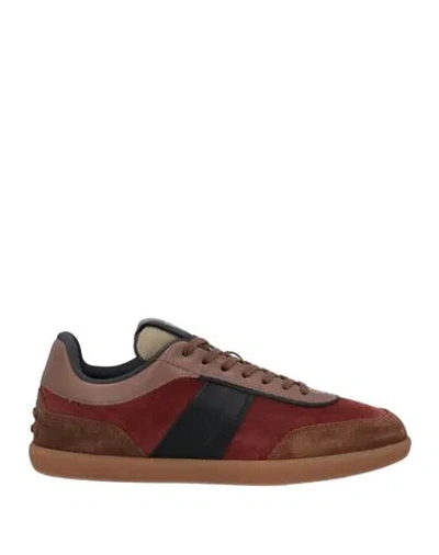 Tod's Man Sneakers Rust Size 8.5 Leather In Red