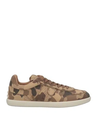 Tod's Man Sneakers Sand Size 8 Soft Leather In Beige