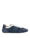Tod's Man Sneakers Slate Blue Size 6 Leather, Textile Fibers In Blue