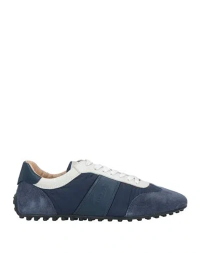 Tod's Man Sneakers Slate Blue Size 6 Leather, Textile Fibers