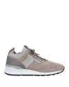 Tod's Man Sneakers Taupe Size 8.5 Leather, Elastic Fibres In Grey
