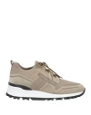 Tod's Man Sneakers Taupe Size 9 Leather, Textile Fibers In Brown