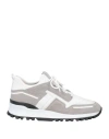 Tod's Man Sneakers White Size 9 Leather, Textile Fibers In White